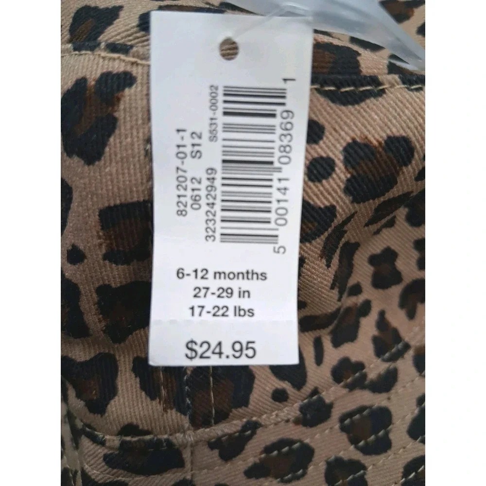 Baby Gap 6-12 Months Leopard Bucket Hat 100% Cotton Shell w/ Courderoy Lining